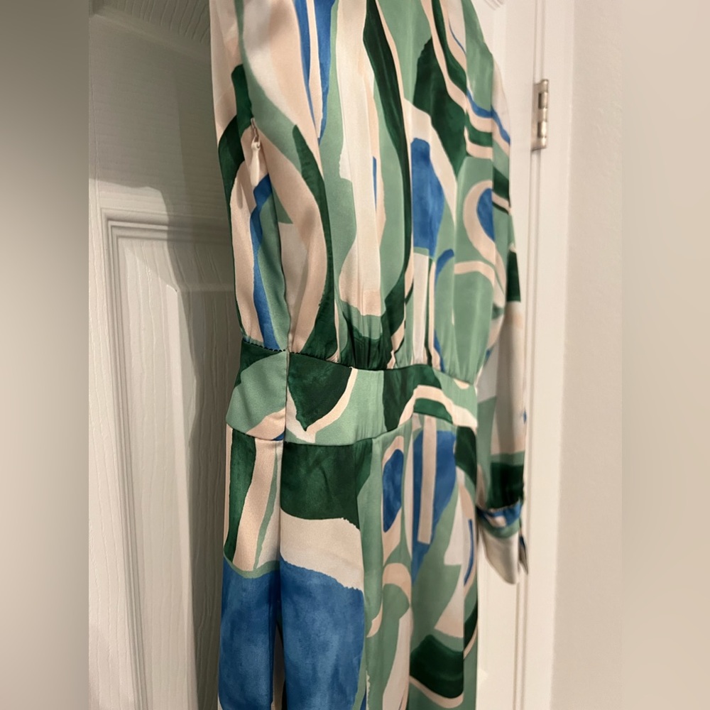 Zara Green, Blue & Cream Abstract Print Maxi Dress - Picture 5 of 5